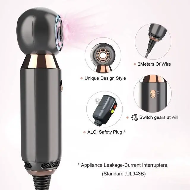 Alt view image 4 of 6 - Portable Hair Dryer - 800W Constant Heat Control Hairdryer Protect Hair, with ALCI Safety Plug High Airflow Lightweight Mini Blow Dryer for Home Hotel and Travel