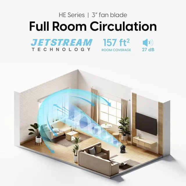 Alt view image 6 of 7 - IRIS USA WOOZOO Desk Fan, Oscillating Table Air Circulator, 3 Speeds, 32ft Max Air Distance, 112° Adjustable Tilt, 27.5db Low Noise Motor, Small Fan for Bedroom, Office, Dorm, Black