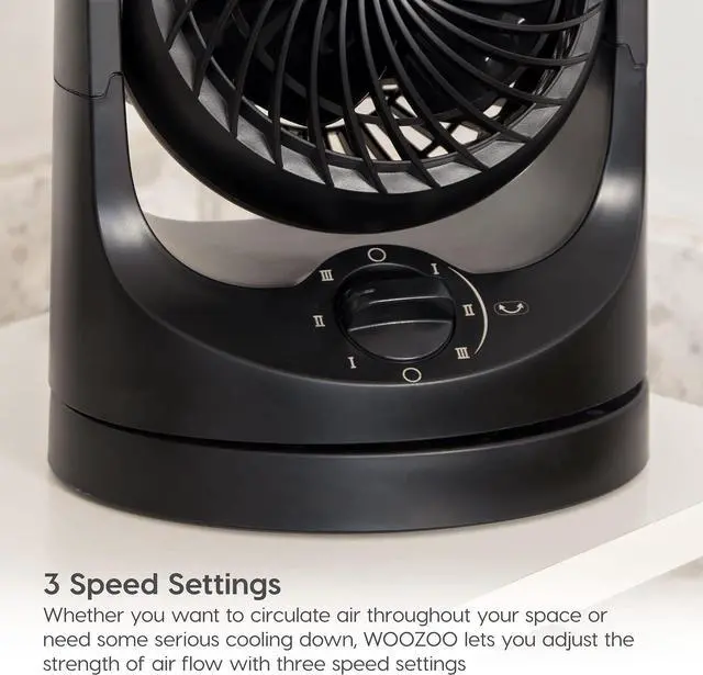 Alt view image 7 of 7 - IRIS USA WOOZOO Desk Fan, Oscillating Table Air Circulator, 3 Speeds, 32ft Max Air Distance, 112° Adjustable Tilt, 27.5db Low Noise Motor, Small Fan for Bedroom, Office, Dorm, Black