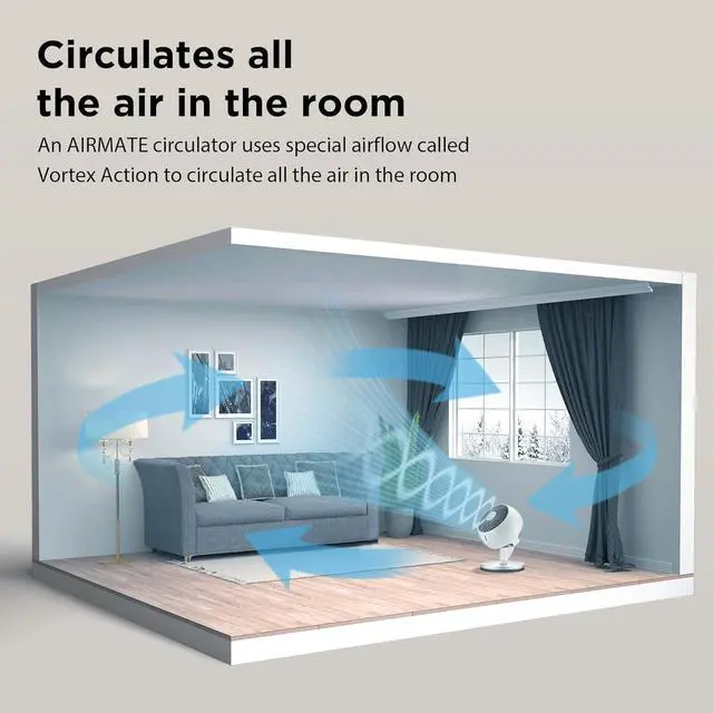 Alt view image 2 of 7 - AIRMATE Large Oscillating Fans for Bedroom, Silent Bedroom Fan with Remote, Cooling Living Room Fan with Timer, 10 Speeds, DC motor Electric Fan for Living Room, Dorm, Office (White)