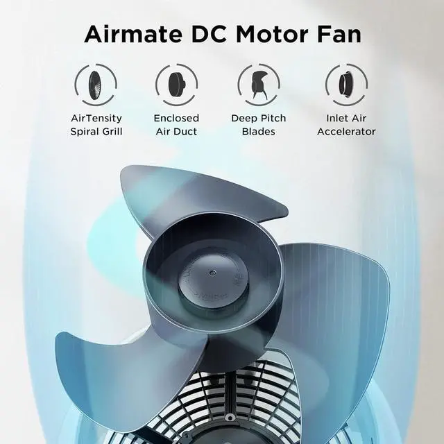 Alt view image 6 of 7 - AIRMATE Large Oscillating Fans for Bedroom, Silent Bedroom Fan with Remote, Cooling Living Room Fan with Timer, 10 Speeds, DC motor Electric Fan for Living Room, Dorm, Office (White)