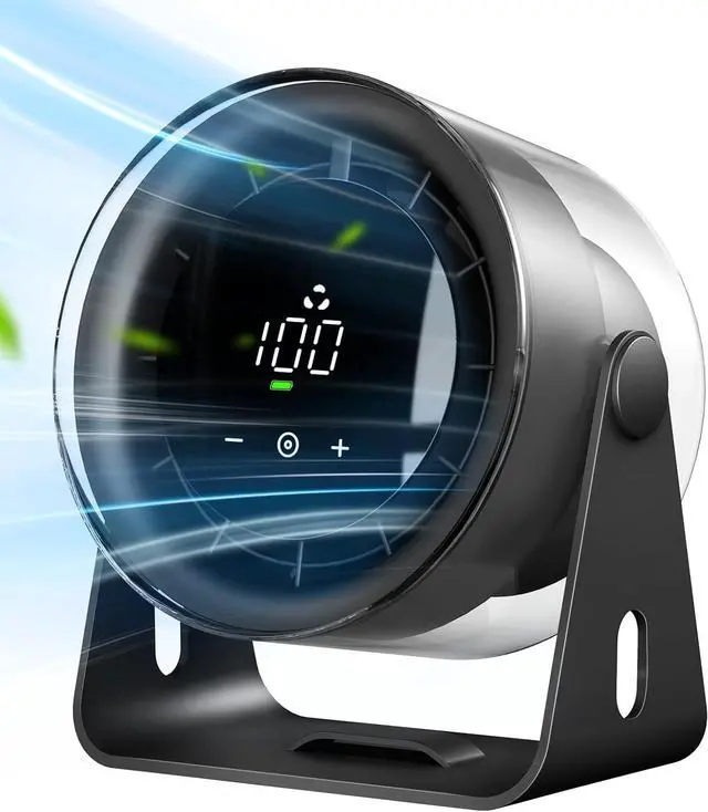 Main image of EasyAcc Desk Fan Wall-Mounted Fans 6000mAh, Max 24 Hours Work Time, 16 ft Powerful Airflow, 100 Speeds, Memory Function, 120° Tilt Portable Small Oscillating fan for Office Bedroom Kitchen Table Fan