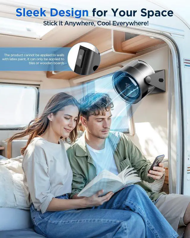 Alt view image 4 of 7 - EasyAcc Desk Fan Wall-Mounted Fans 6000mAh, Max 24 Hours Work Time, 16 ft Powerful Airflow, 100 Speeds, Memory Function, 120° Tilt Portable Small Oscillating fan for Office Bedroom Kitchen Table Fan