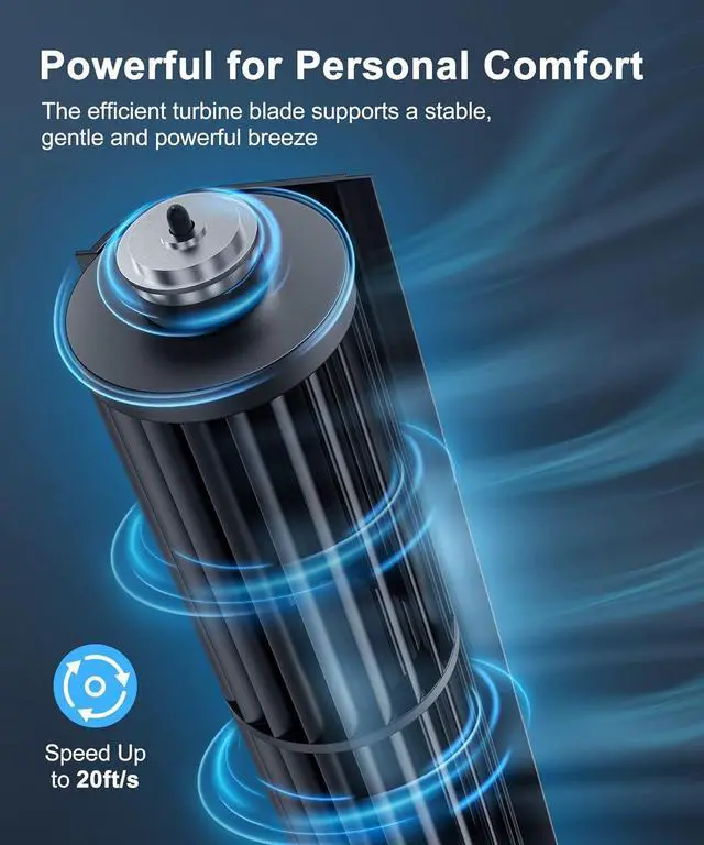 Alt view image 3 of 7 - Tower Fan for Bedroom, 23ft/s Quiet Cooling Fan, 70° Oscillating Floor Fan with Remote,Led Display,4 Speed Options,4 Modes,12Timer,13Inch Bladeless Portable Table Fan (13-Remote, Black)