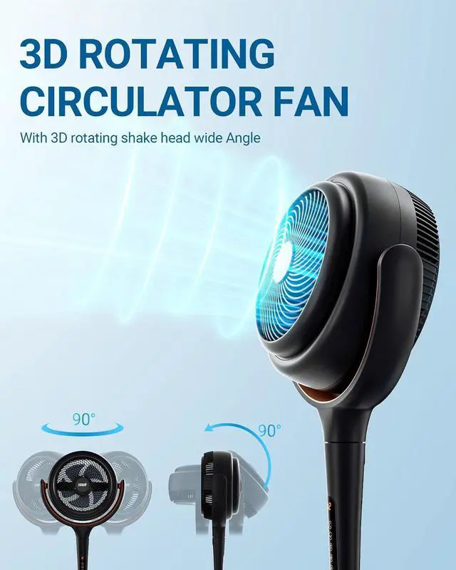 Alt view image 2 of 7 - Standing Fan for Bedroom, Omni-directional Oscillating Fan,Quiet Floor Fan with DC Motor, 80ft Pedestal Fans for Home with Remote, 12H Timer, 8 Speeds, 3 Modes, Adjustable Height