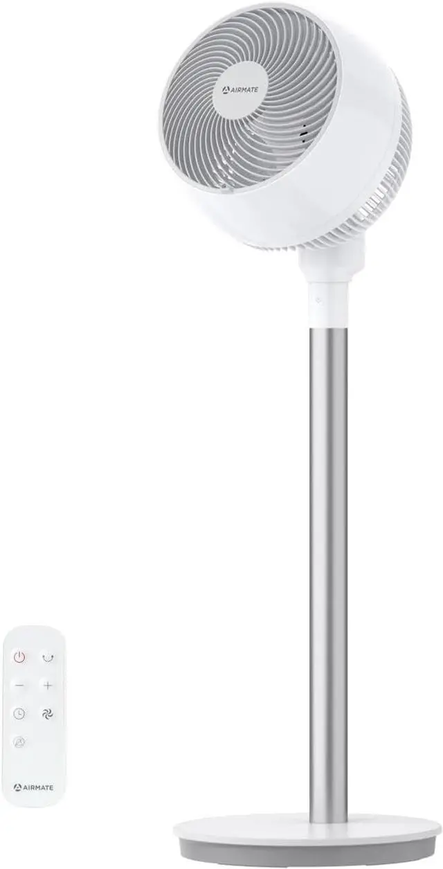 Main image of AIRMATE Standing Fan with 12 Speeds, Cooling Fans for Bedroom with 12H Timer, 80°+ 90° Oscillating Electric Fan with Remote, Pedestal Fan with Silent, Air Circulator Fan for Home, Office, Dorm(White)
