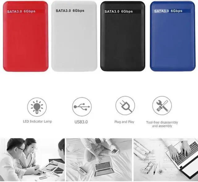Alt view image 4 of 4 - SSD Case 2.5inch SATA to USB 3.0 Hard Drive Enclosure for SSD Disk HDD Box Case Support UASP HD External Hard Disk cover (Blue)