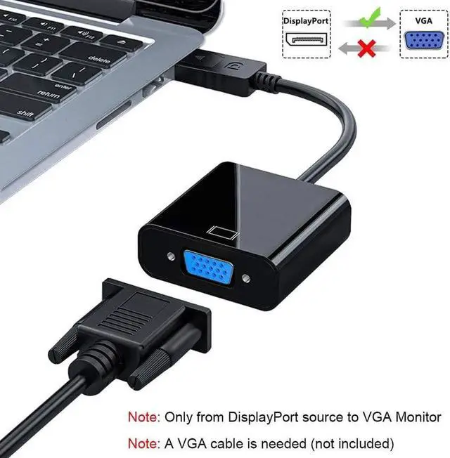 Alt view image 4 of 7 - Display Port to VGA 3 Pack Gold-Plated DisplayPort to VGA Converter Adapter (Male to Female) for Computer Desktop Laptop PC Monitor Projector HDTV HP and More