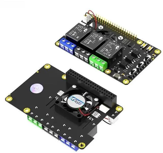 Alt view image 3 of 3 - JAENFONG FOR Rpi Power Relay Board Expansion Module with Dual Cooling Fan Auto Color Changing LED For Pi A+ 3A+ B+ 2B 3B 3B+ 4B