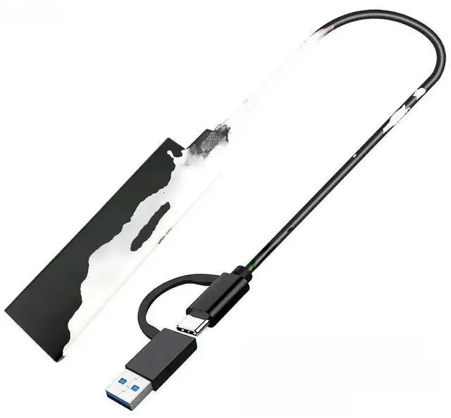 Alt view image 3 of 3 - JAENFONG FOR Dual Protocol M2 SSD Case for NVME PCI-E NGFF SATA M.2 SSD Enclosure Box M.2 to USB 3.1 SSD Adapter RTL9210B Chip with OTG Cable