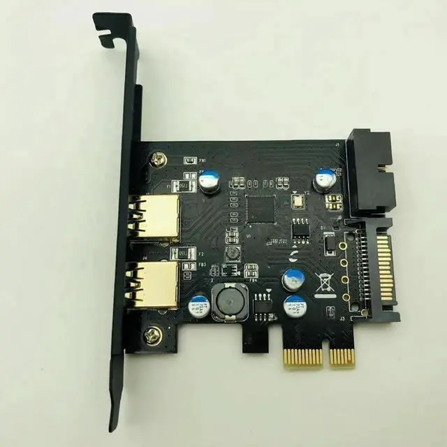 Alt view image 3 of 3 - JAENFONG FOR 2 Port USB 3.0 PCIE Expansion Card Super Speed USB 3.0 PCI Express Card 5Gbps with 19Pin Connector SATA Power for Desktop PC