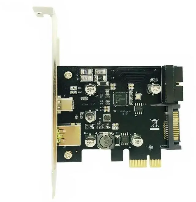 Alt view image 2 of 3 - JAENFONG FOR PCI-Express PCI-e To USB 3.1 Type-C Riser Post Card PCIe to USB-C 2.4A Fast Charger+19PIN Front USB Expansion Adapter Card