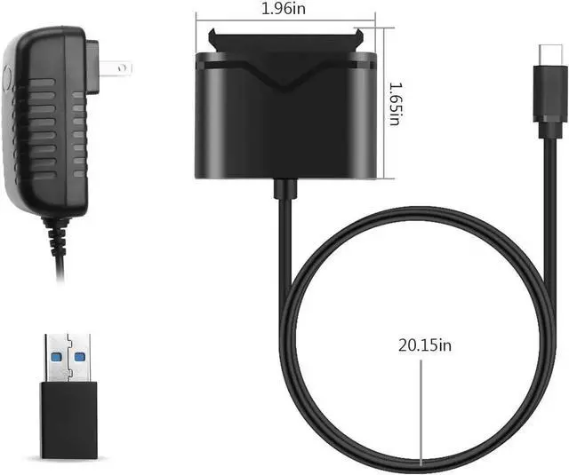 Alt view image 3 of 7 - JAENFONG Type-C/USB 3.0 to SATA Converter for Universal 2.5"/3.5" SATA HDD/SDD Hard Drive Disk, Hard Drive Adapter with 12V/2A Power Adapter & USB 3.0 Converter (FXHU.00111FX01002)
