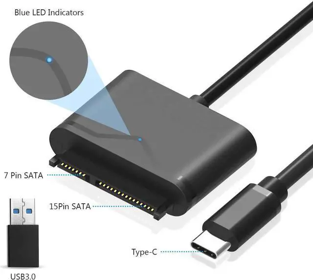 Alt view image 2 of 7 - JAENFONG Type-C/USB 3.0 to SATA Converter External Hard Drive Adapter Kit for Universal 2.5/3.5 HDD/SSD Hard Drive Disk, Included 12V/2A Power Adapter , USB 3.0 Adapter(FXHU.00111FX01002)