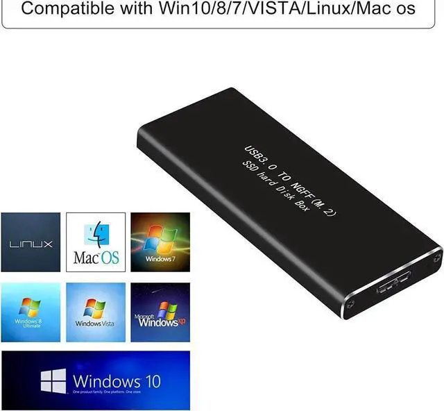 Alt view image 3 of 7 - JAENFONG (M.2 NGFF to USB3.0 ) M.2 SATA SSD to USB 3.0 External SSD Reader Converter Adapter Enclosure with UASP, Support NGFF M.2 2280 2260 2242 2230 SSD with Key B/Key B+M