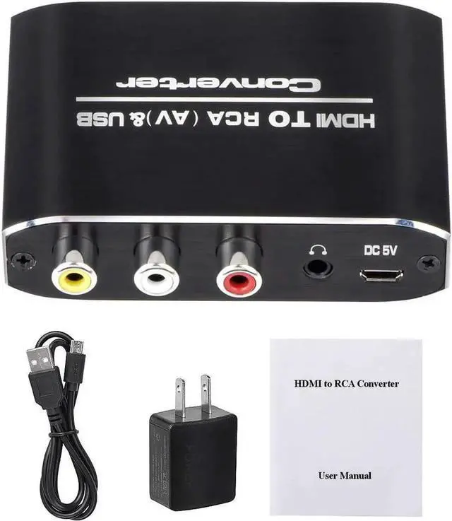 Alt view image 6 of 7 - JAENFONG HDMI-compatible to RCA Converter AV/CVSB L/R Video Box HD 1080P 1920*1080 60Hz HDMI2AV Support NTSC PAL Output HDMI To AV