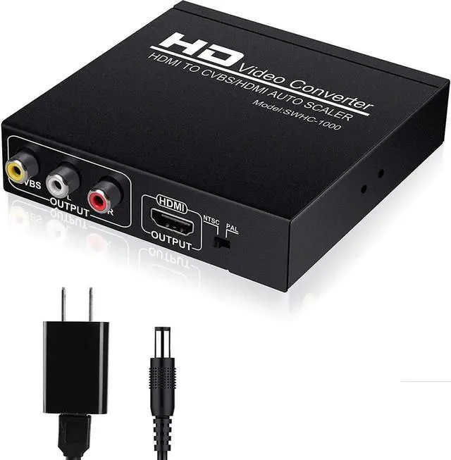 Main image of JAENFONG HDMI to HDMI with 3RCA Video Converter, 1080P HDMI to AV 3RCA CVBS Adapter Support 1080P, PAL, NTSC for HD TV and Older TV