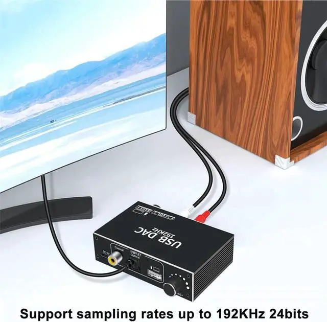 Alt view image 2 of 7 - JAENFONG 192KHz Digital to Analog Audio Converter with Amplifier Adjustment,Digital SPDIF/Optical/Toslink/USB(PC) to Analog Stereo L/R RCA and 3.5mm Jack Converter for PS3 PS4 DVD AppleTV Home Cinema