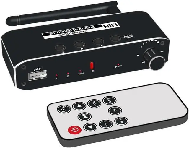 Main image of JAENFONG Digital to Analog Converter with Bluetooth V5.0 Receiver USB 192KHz DAC Digital SPDIF TOSLINK Optical to Analog Stereo RCA L/R & 3.5mm Audio Converter with Volume Control & Remote
