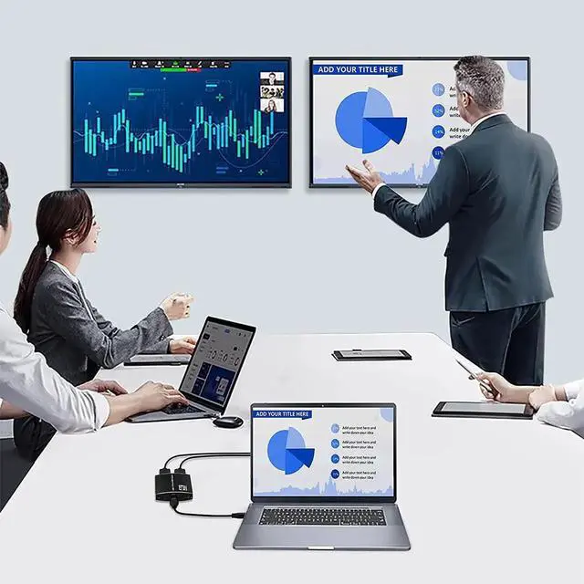 Alt view image 6 of 7 - JAENFONG 2 Port USB C Hub to Dual HDMI-4K 60HZ Dual Screen Expansion Type C Docking Station with 100W Power Delivery and 3.5mm Audio Jack For Macbook Laptop Mobile Phone PC