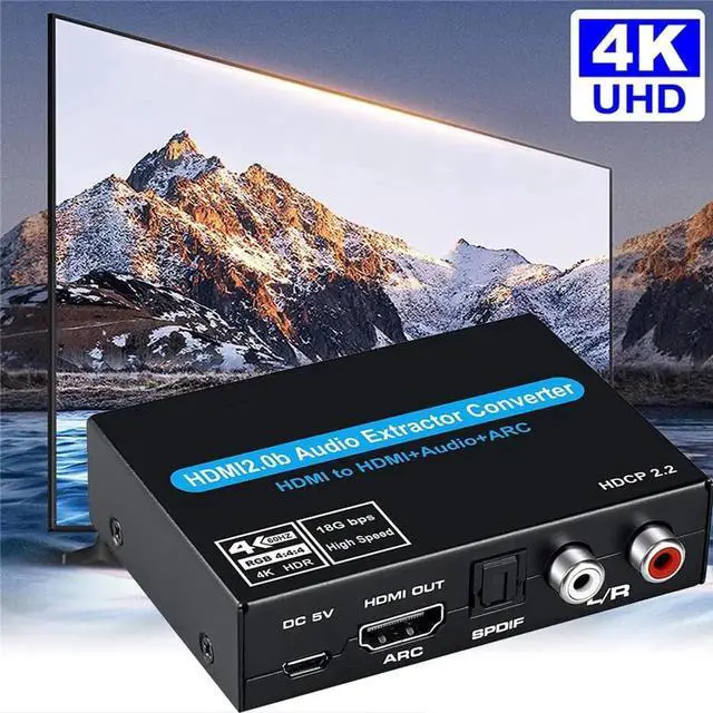 Main image of JAENFONG 4K 60Hz HDMI 2.0 Audip Splitter 5.1 ARC HDMI Audio Converter Extractor HDMI ARC Converter SPDIF + RCA 3.5mm Audio Jack Output For Xiaomi TV PS4 Xbox Amplifier Audio Switch to Monitor