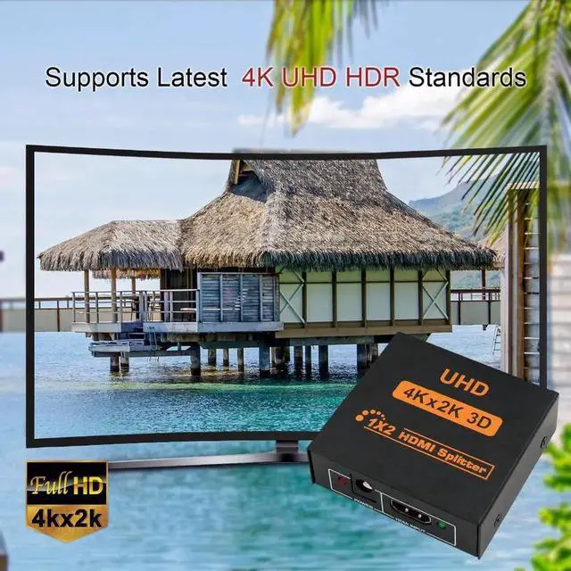 Alt view image 2 of 7 - JAENFONG 4K Splitter UHD 3D HD HDMI Splitter 1X2 HDMI Splitter 1080p Switch Switcher Repeater Amplifie for HDTV DVD PS3 Xbox