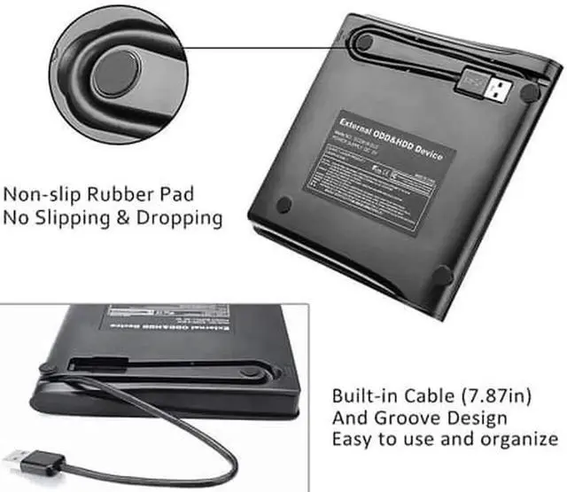 Alt view image 4 of 7 - JAENFONG External CD/DVD Drive USB 3.0 Portable R/W Optical Drive High Speed Data Transfer Slim CD DVD Burner Recorder CD ROM for Laptop/MacBook/Desktop, White