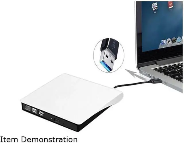 Alt view image 5 of 7 - JAENFONG External CD/DVD Drive USB 3.0 Portable R/W Optical Drive High Speed Data Transfer Slim CD DVD Burner Recorder CD ROM for Laptop/MacBook/Desktop, White