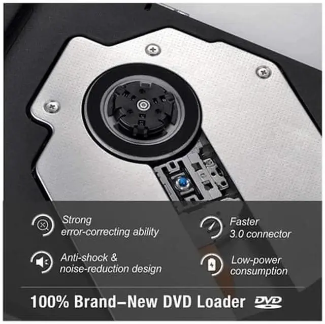 Alt view image 3 of 7 - JAENFONG External CD/DVD Drive USB 3.0 Portable R/W Optical Drive High Speed Data Transfer Slim CD DVD Burner Recorder CD ROM for Laptop/MacBook/Desktop, White