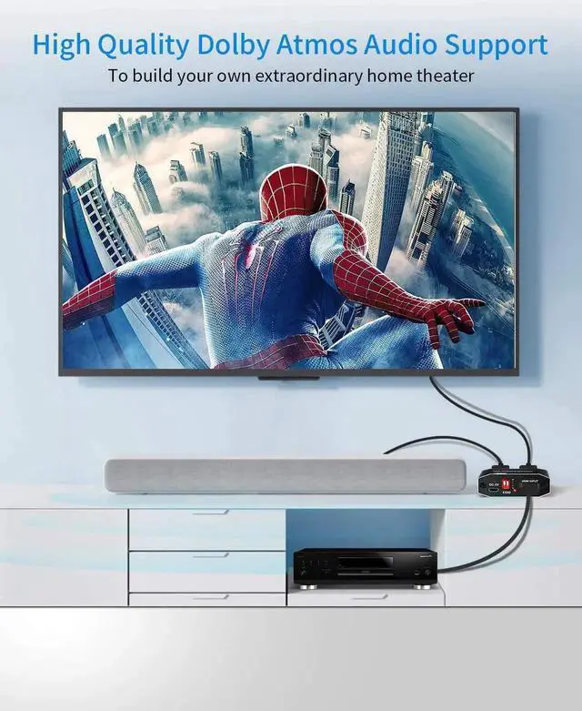 Alt view image 4 of 7 - JAENFONG 4K@60HZ HDMI Splitter 1 in 2 Out with EDID mode, HDMI Splitter 1 to 2 Amplifier for Full HD HDMI 2.0 HDCP 2.2 1080P/ 3D/ 4K for Xbox PS4 PS3 Fire Stick Roku Blu-Ray Player