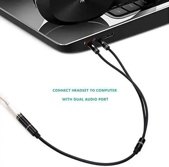 Alt view image 7 of 7 - JAENFONG (2 Pack) Headphone Splitter for Computer 3.5mm Female to 2 Dual 3.5mm Male Headphone Mic Audio Y Splitter Cable Smartphone Headset to PC Adapter (Black)