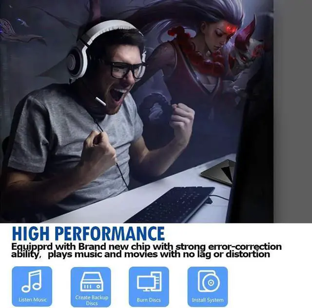 Alt view image 3 of 7 - JAENFONG External CD DVD Drive, USB 3.0 Type C Ultra-Slim Superdrive Optical Burner Writer Player CD DVD +/- RW, Compatible with Windows 10 8 7 XP Vista Mac OS System for Mac Pro Air iMac Laptop