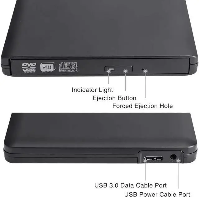 Alt view image 5 of 7 - JAENFONG Aluminum External CD DVD Drive Portable CD/DVD ROM +/-RW Optical Drive Player Reader Writer Burner for Windows 10/8/7, Linux, Mac Laptop Desktop PC, MacBook Pro/ Air, iMac, Black