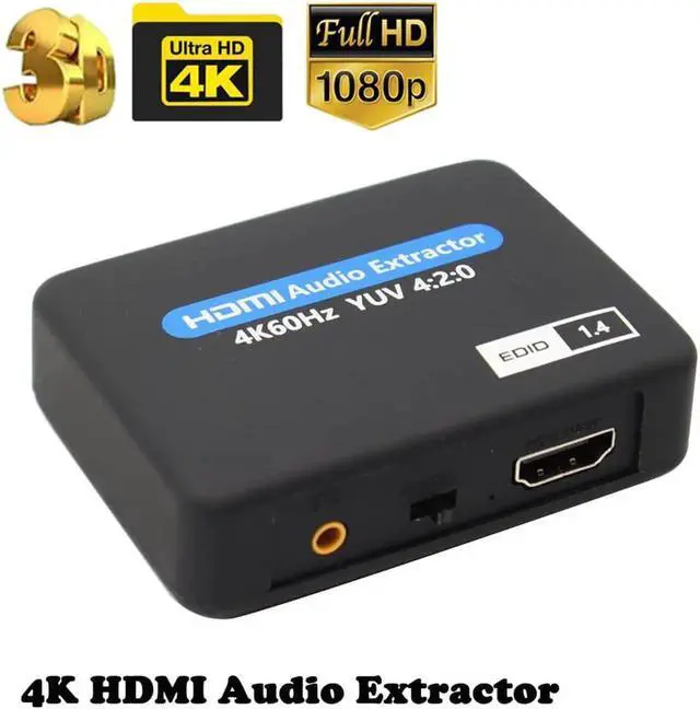 Main image of JAENFONG 4K@60Hz HDMI Audio Extractor, HDMI to HDMI + Optical Toslink SPDIF + 3.5mm Audio Jack + HDMI, HDTV Amplifier Speaker