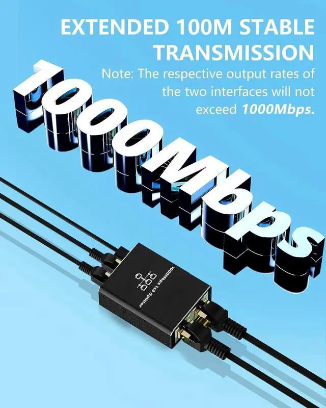 Alt view image 7 of 7 - Gigabit Ethernet Splitter 1 to 3 High Speed, 1000Mbps Ethernet Splitter [3 Devices Simultaneous Networking], RJ45 Splitter Adapter with USB Power Cable, Internet Splitter for Cat5/5e/6/7/8 Cable