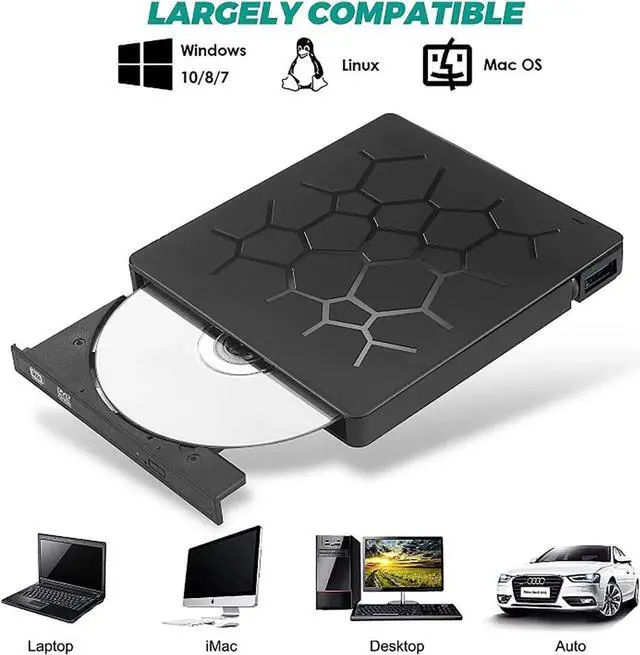 Alt view image 3 of 7 - JAENFONG External DVD Drive for Laptop, USB 3.0 Portable Optical Slim CD/DVD Burner Player RW Drive with 4 USB Ports and 2 SD Card Slots For Desktop PC Windows XP/ 2003/ Vista/ 7/8, Linux, Mac os