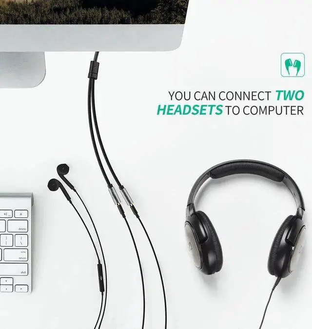 Alt view image 4 of 7 - JAENFONG 2Pack) 3.5mm Audio Stereo Y Splitter Cable 3.5mm Male to 2 Port 3.5mm Female for Earphone, Headset Splitter Adapter, Compatible for iPhone, Samsung, LG, Tablets, MP3 players,-Gray