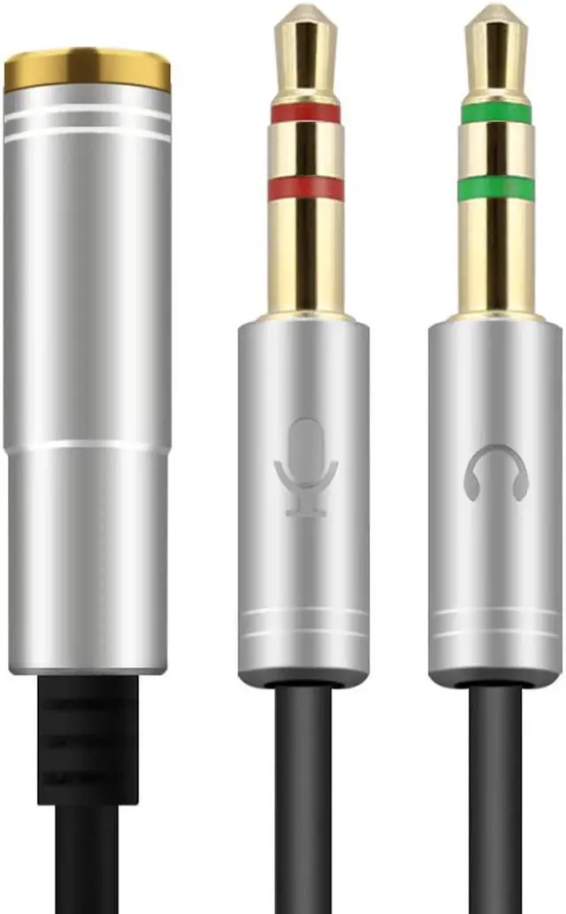 Main image of JAENFONG 2 Pack) Headphone Splitter for Computer 3.5mm Female to 2 Dual 3.5mm Male Headphone Mic Audio Y Splitter Cable Smartphone Headset to PC Adapter (Gray)