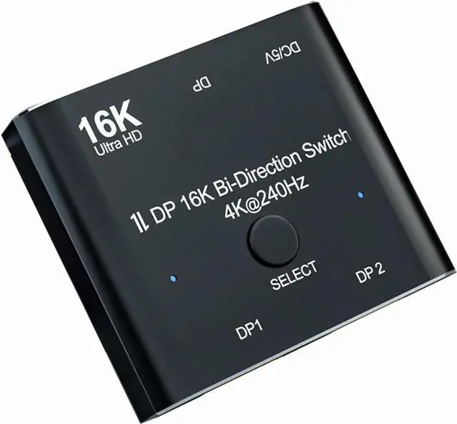 Main image of JAENFONG  DP 2.0 DisplayPort 16K Converter Switcher Adapter Bi-directional Splitter DP for PC/Monitor, Bidirectional 1in 2 Out(Splitter) or 2in 1out(Switcher), Support 16K@60Hz /8K@60Hz/ 4K@240Hz