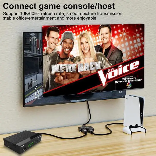 Alt view image 3 of 7 - JAENFONG  DP 2.0 DisplayPort 16K Converter Switcher Adapter Bi-directional Splitter DP for PC/Monitor, Bidirectional 1in 2 Out(Splitter) or 2in 1out(Switcher), Support 16K@60Hz /8K@60Hz/ 4K@240Hz