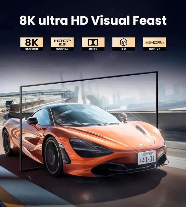 Alt view image 4 of 7 - JAENFONG  8K@60H HDMI Splitter 1 in 3 Out - JAENFONG 8K Hdmi Splitter 1x3 Ports v2.1 Powered 8K Full Ultra HD 1080p HDCP 2.3 EDID US Adapter 3D Support 48Gbps, HDCP 2.3, RGB 4:4:4