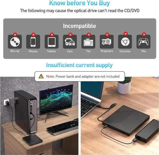 Alt view image 4 of 7 - JAENFONG 8-in-1 External CD/DVD Drive for Laptop, CD Burner USB C Portable DVD Player CD ROM Disk Reader with SD/TF Slot 4 USB Ports, Optical Disc Drive for PC Mac MacBook Windows Linux