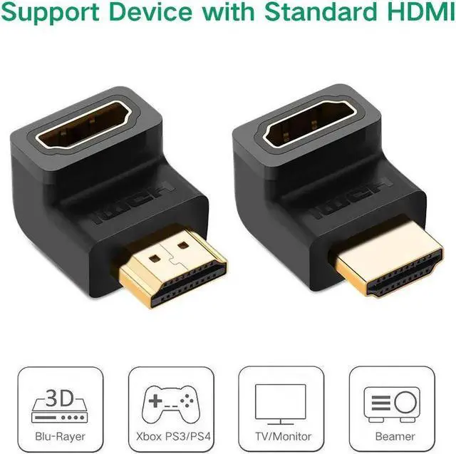 Alt view image 3 of 7 - JAENFONG 2-Pack 3D&4K Supported HDMI HDMI Adapter 90 And 270 Degree Right Angle Male to Female Right Angle Adapter for 1080P HDTV PC HDMI Adapter
