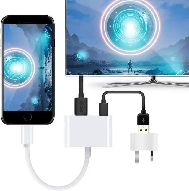 Alt view image 4 of 7 - JAENFONG Lightning to HDMI Adapter Lightning to Digital AV Adapter 1080P with Lightning Charging Port for Select iPhone, iPad and iPod Models and TV Monitor Projector White