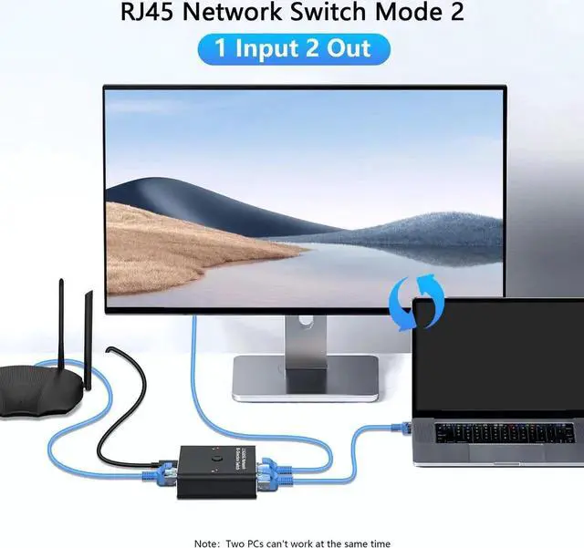 Alt view image 3 of 7 - 2.5G/5G Gigabit Ethernet Cable Switch Bi-Directional, RJ45 Ethernet Selector, 1000Mbps Shielded Ethernet Splitter, Internet Cable Extender Plug LAN Cable for Cat5, Cat5e, Cat6, Cat7,Cat8