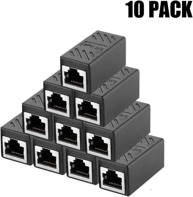Main image of RJ45 Inline Coupler, Cat7 Cat6 Cat5e Ethernet Coupler Female to Female(Black-10 Pack)