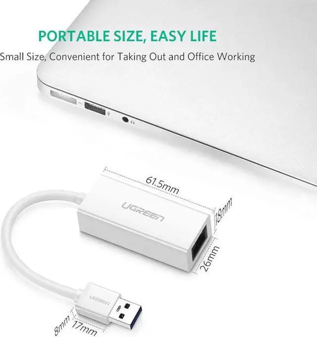 Alt view image 3 of 7 - USB 3.0 To Gigabit Ethernet RJ45 LAN (10/100/1000) Mbps Network Adapter For PC-White