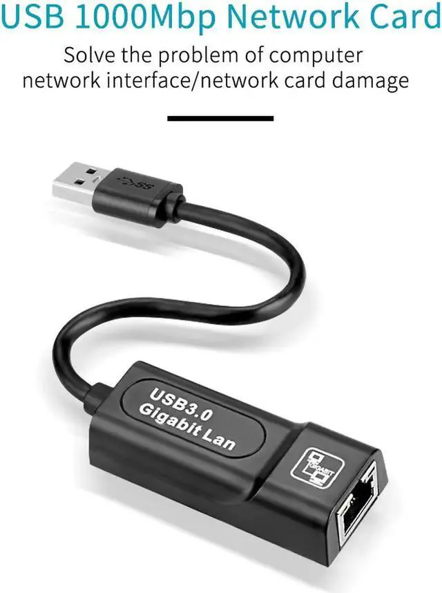 Alt view image 3 of 7 - Network Adapter USB 3.0 to Ethernet RJ45 LAN Gigabit Adapter for 10/100/1000 Mbps Ethernet Supports Mac OS X, Linux, Chrome OS, Windows 10/8.1/8/7/XP/Vista