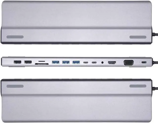 Alt view image 6 of 7 - Docking Station USB C Hub, 14 in 1 Aluminum Dongle Docking Station for New iPad Pro 2018/2019/2020, 4K to HDMI, 87W PD Charging Port, 5 USB-A,2 USB-C, SD/TF Card Reader,3.5mm Audio, Gigablit USB-C Hub