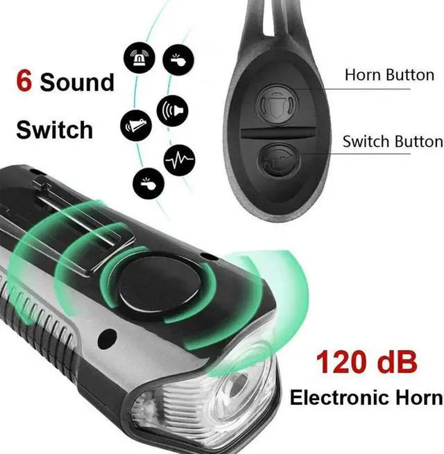 Alt view image 7 of 7 - Bike Light Set, Bicycle Headlight Taillight, Bicycle Speedometer Odometer for Bike, with Horn, USB Rechargeable Bike Tail Light and Front Light Set Cycle Head Light Fits All Mountain & Road Bike